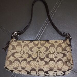 Coach Tan and Brown Signature Shoulder Bag
